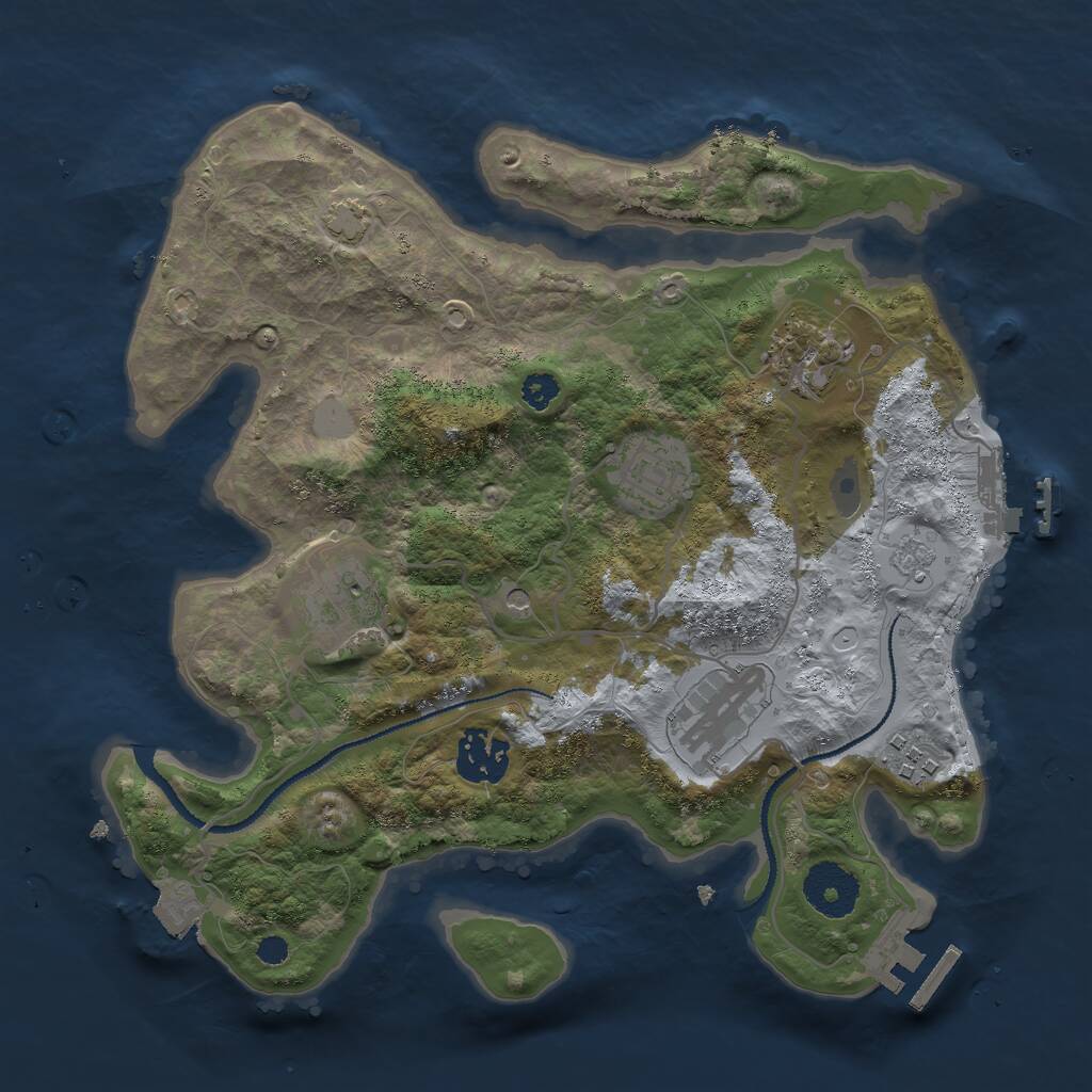 Rust Map: Procedural Map, Size: 3000, Seed: 408472644, 12 Monuments