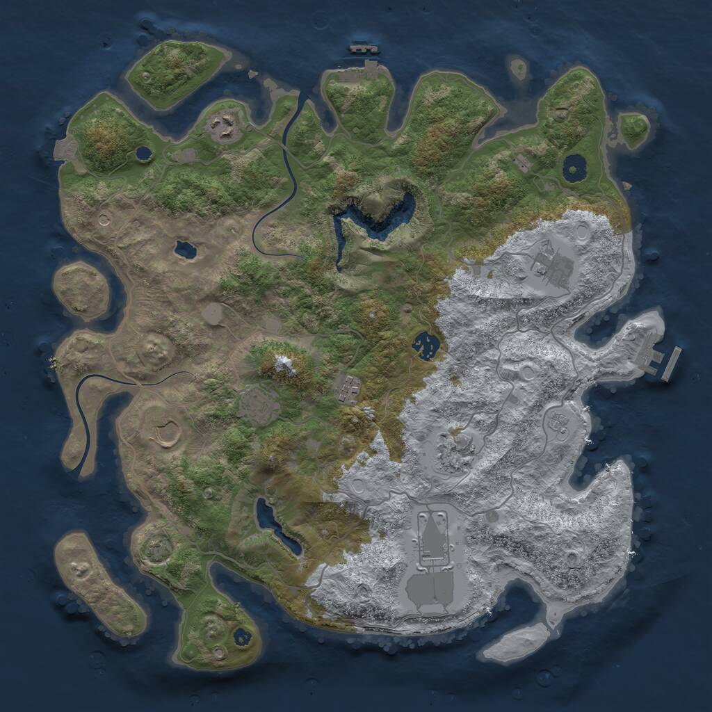 Rust Map: Procedural Map, Size: 4000, Seed: 233347, 14 Monuments