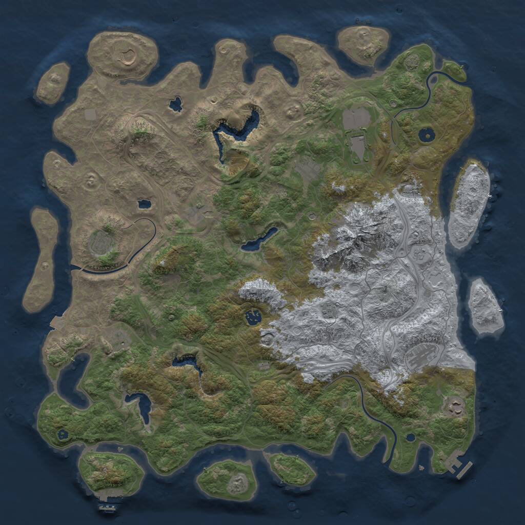 Rust Map: Procedural Map, Size: 5000, Seed: 1242040046, 17 Monuments