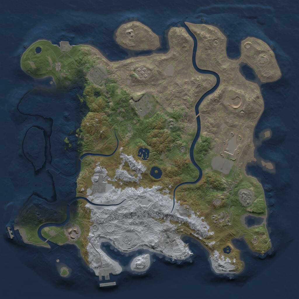 Rust Map: Procedural Map, Size: 3750, Seed: 2020950298, 15 Monuments