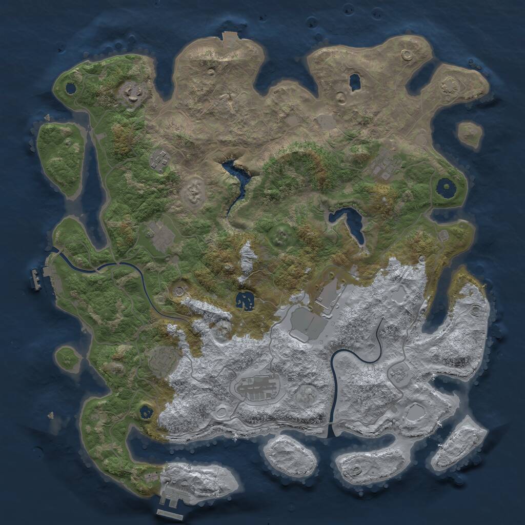 Rust Map: Procedural Map, Size: 4000, Seed: 85423, 14 Monuments