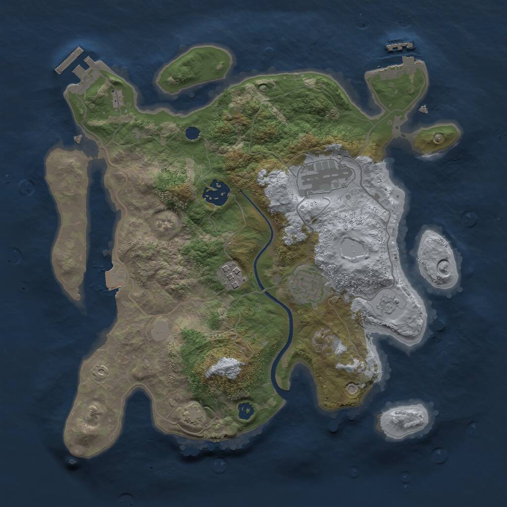 Rust Map: Procedural Map, Size: 3000, Seed: 747738, 9 Monuments