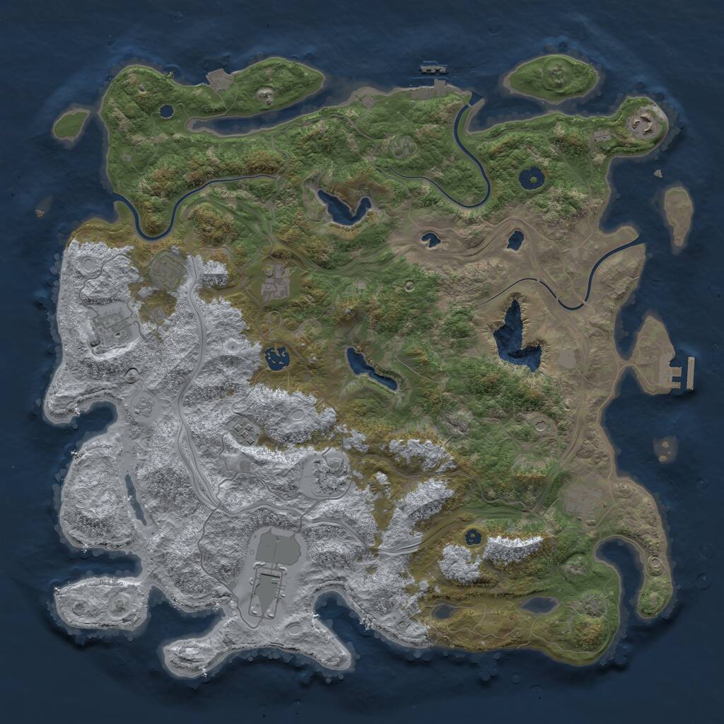 Rust Map: Procedural Map, Size: 4500, Seed: 1219278024, 15 Monuments