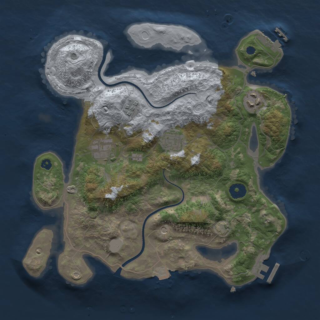 Rust Map: Procedural Map, Size: 3000, Seed: 176163535, 9 Monuments
