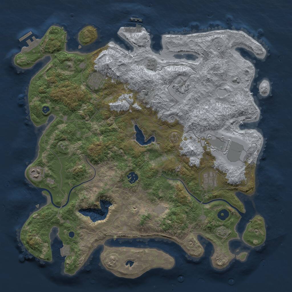 Rust Map: Procedural Map, Size: 4000, Seed: 879, 13 Monuments