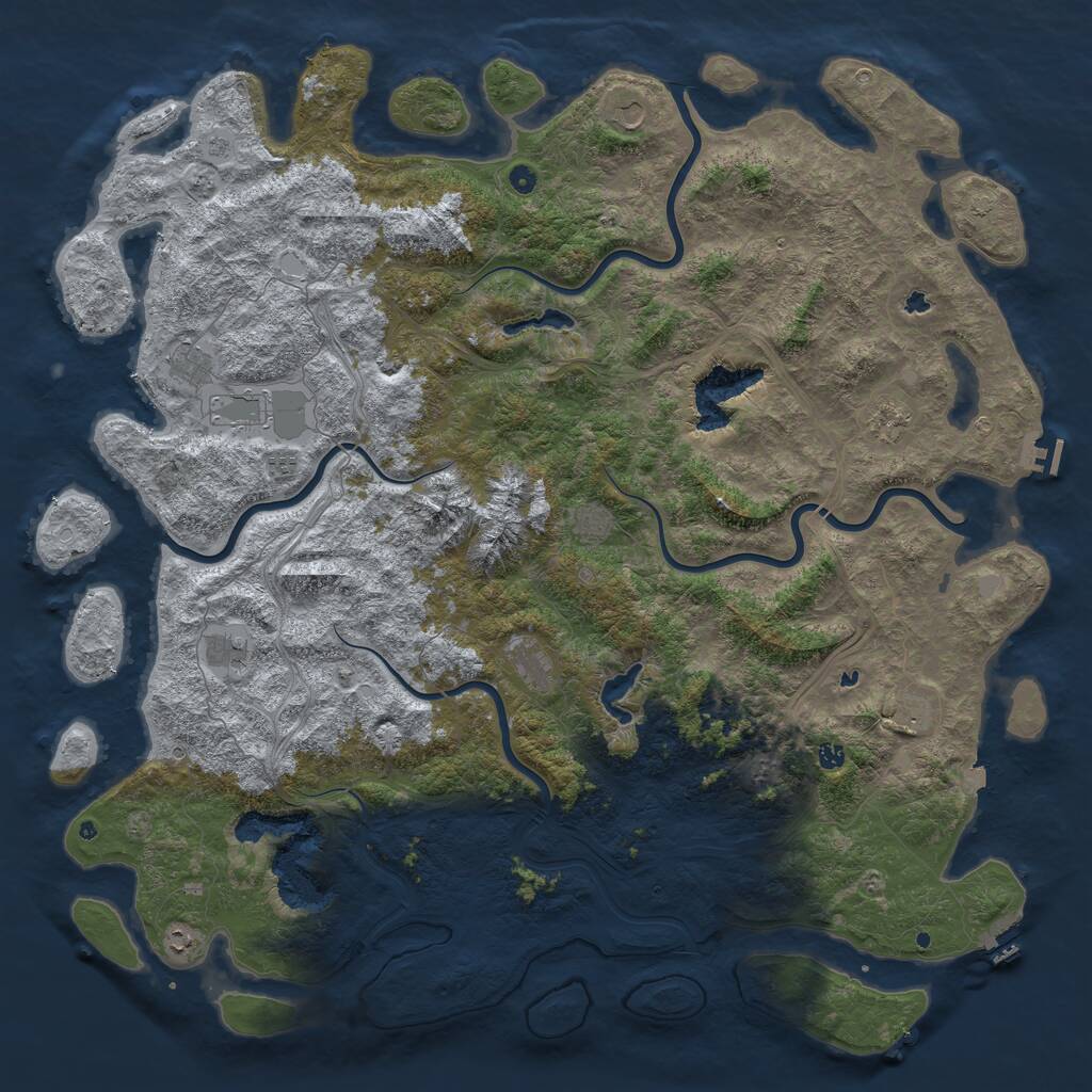 Rust Map: Procedural Map, Size: 6000, Seed: 995939982, 17 Monuments
