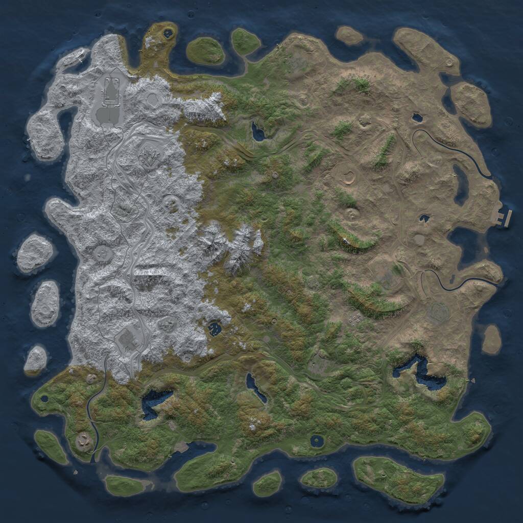 Rust Map: Procedural Map, Size: 6000, Seed: 995939982, 16 Monuments