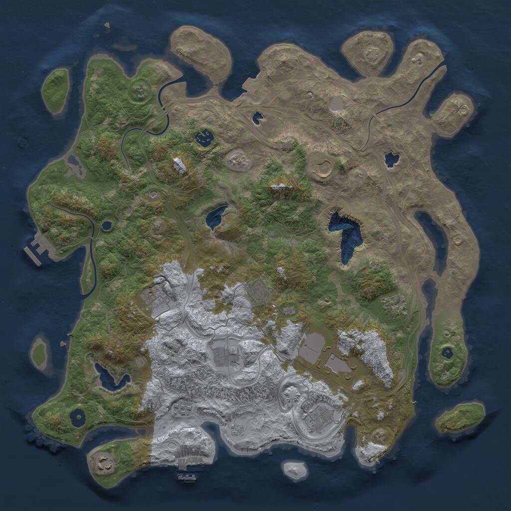 Rust Map: Procedural Map, Size: 4500, Seed: 154973575, 16 Monuments