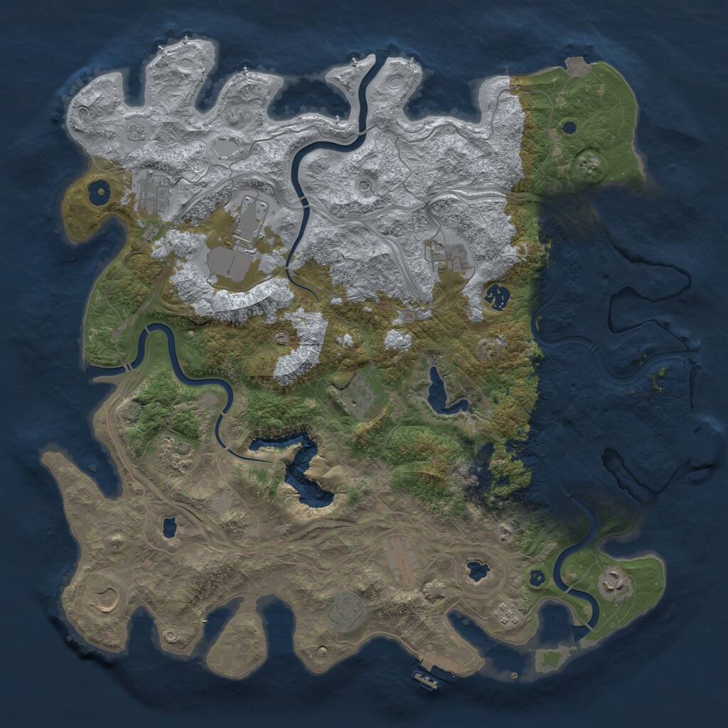 Rust Map: Procedural Map, Size: 4500, Seed: 1811165780, 17 Monuments