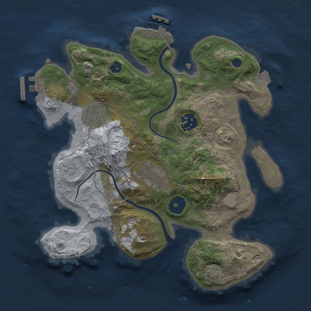 Rust Map: Procedural Map, Size: 2750, Seed: 1244589129, 8 Monuments