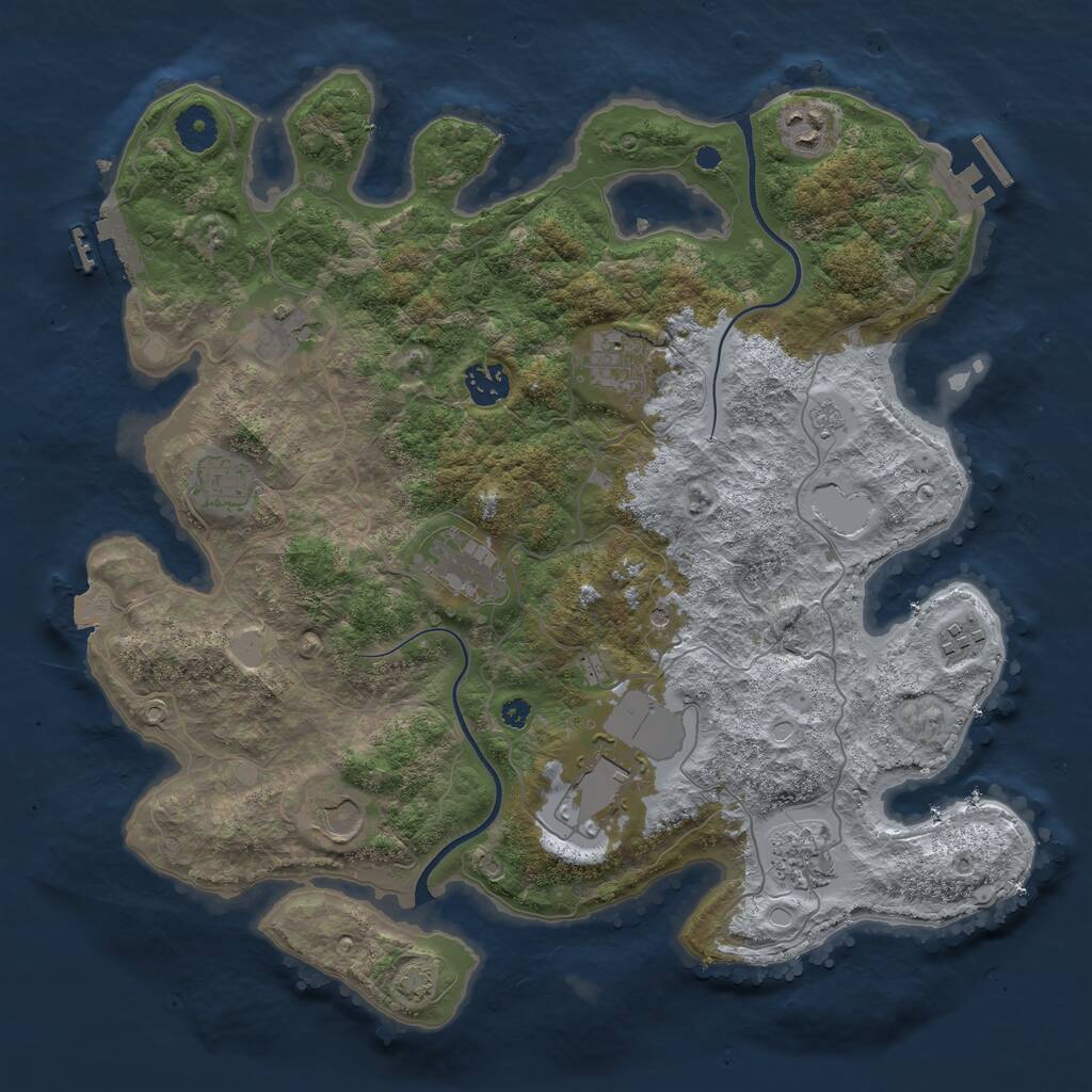 Rust Map: Procedural Map, Size: 3750, Seed: 478444590, 16 Monuments