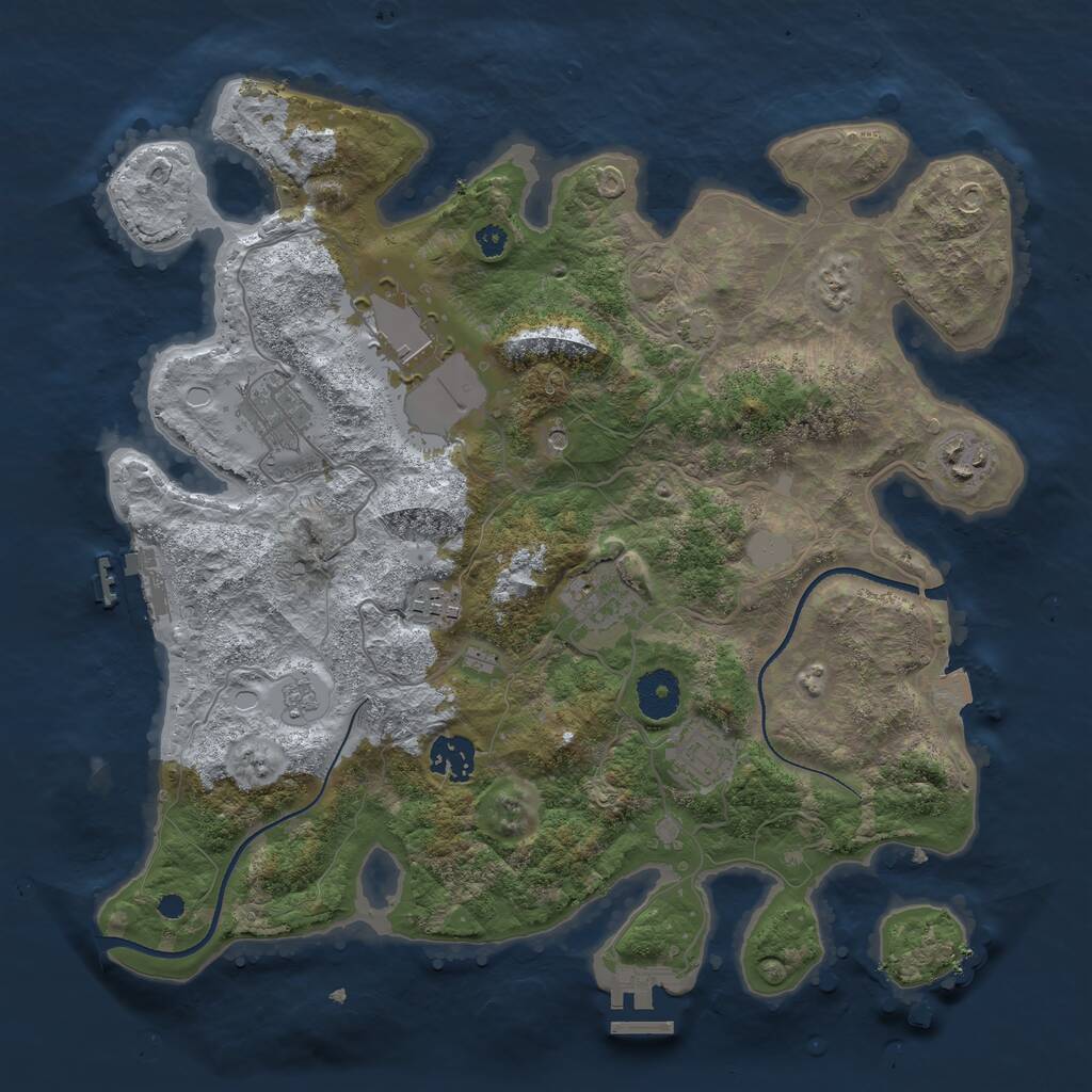 Rust Map: Procedural Map, Size: 3500, Seed: 1287198190, 13 Monuments