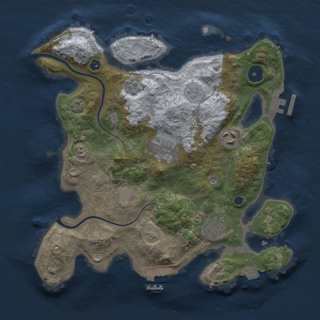 Rust Map: Procedural Map, Size: 3000, Seed: 1073203200, 10 Monuments