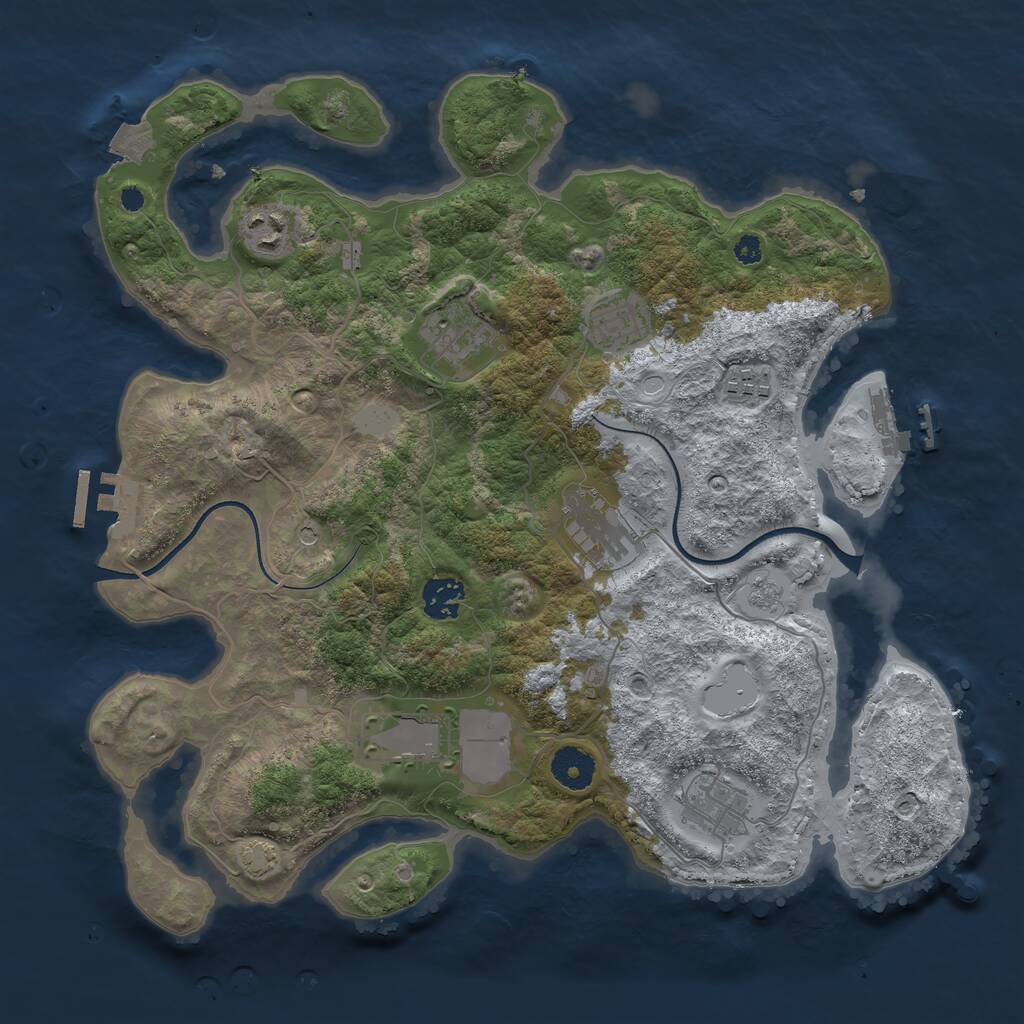 Rust Map: Procedural Map, Size: 3600, Seed: 1802561384, 14 Monuments