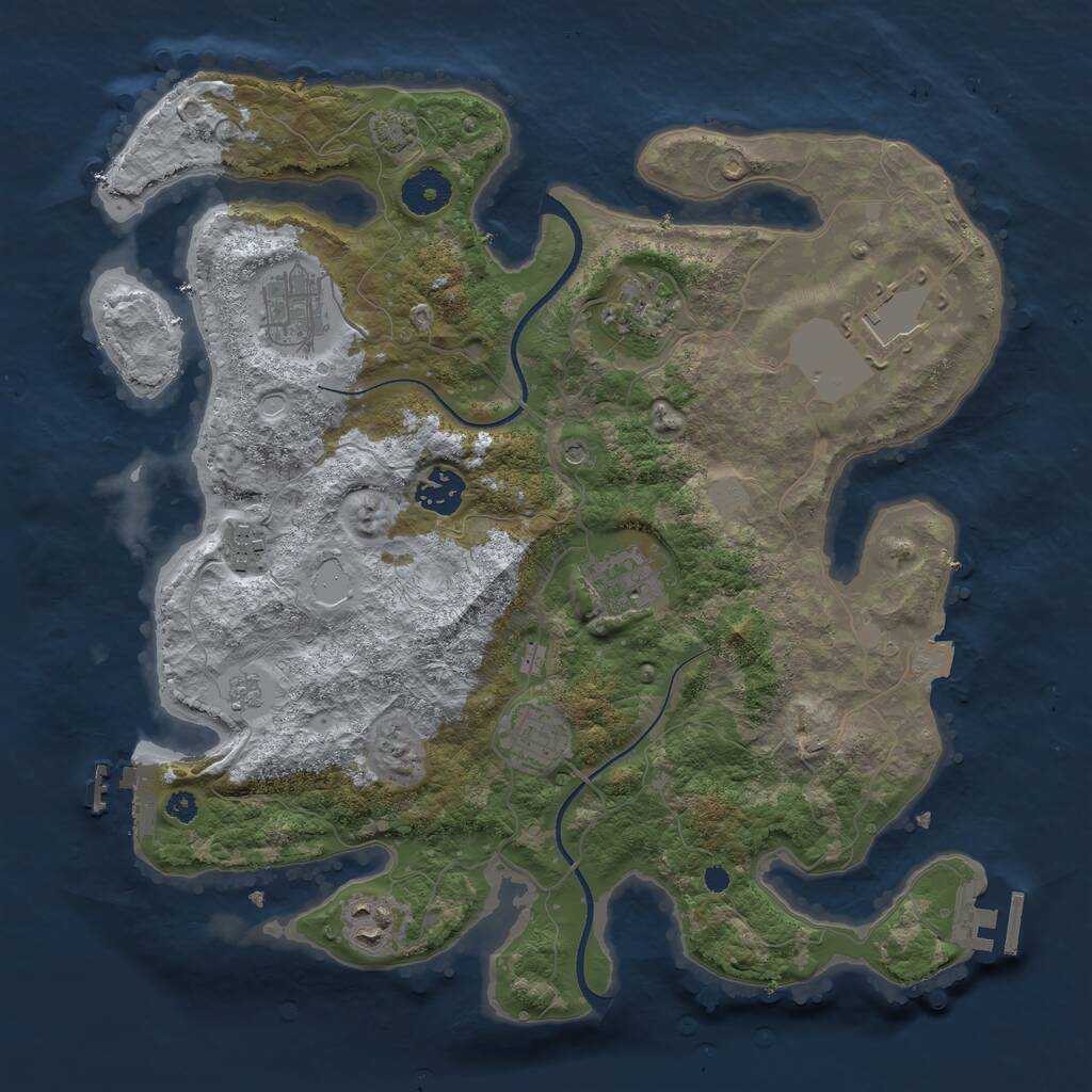 Rust Map: Procedural Map, Size: 3500, Seed: 945607025, 14 Monuments