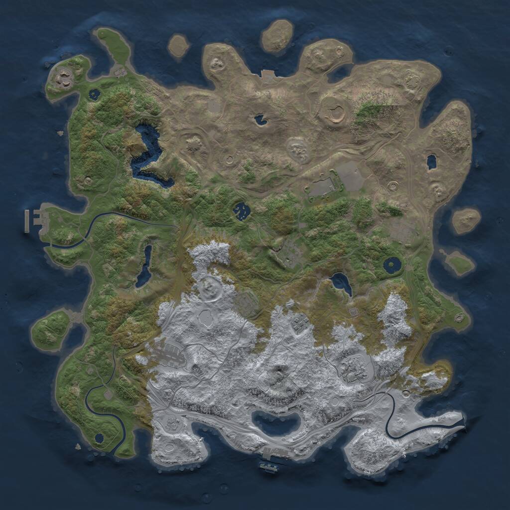 Rust Map: Procedural Map, Size: 4500, Seed: 449619, 16 Monuments