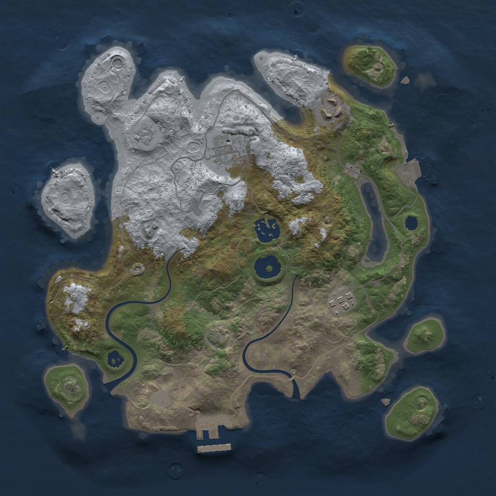 Rust Map: Procedural Map, Size: 3000, Seed: 27738, 8 Monuments