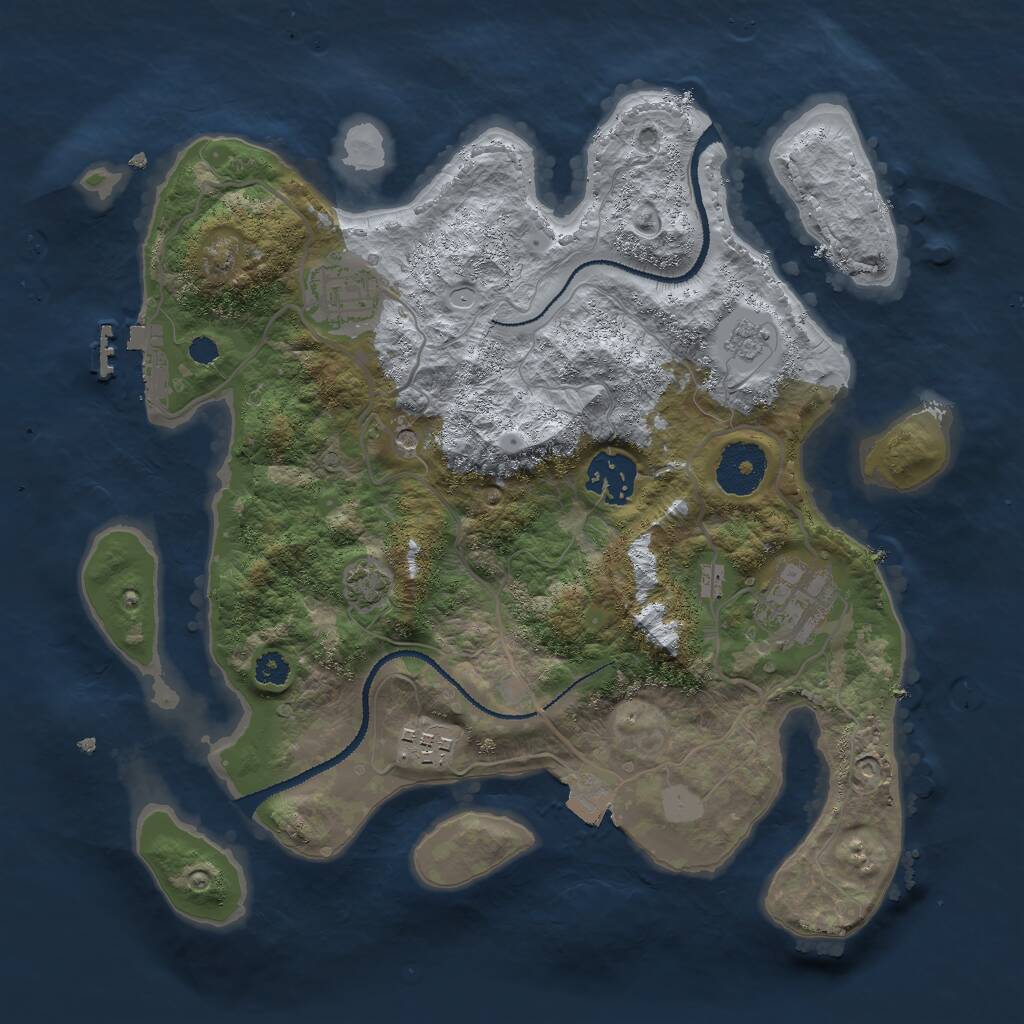 Rust Map: Procedural Map, Size: 3000, Seed: 1311239033, 9 Monuments