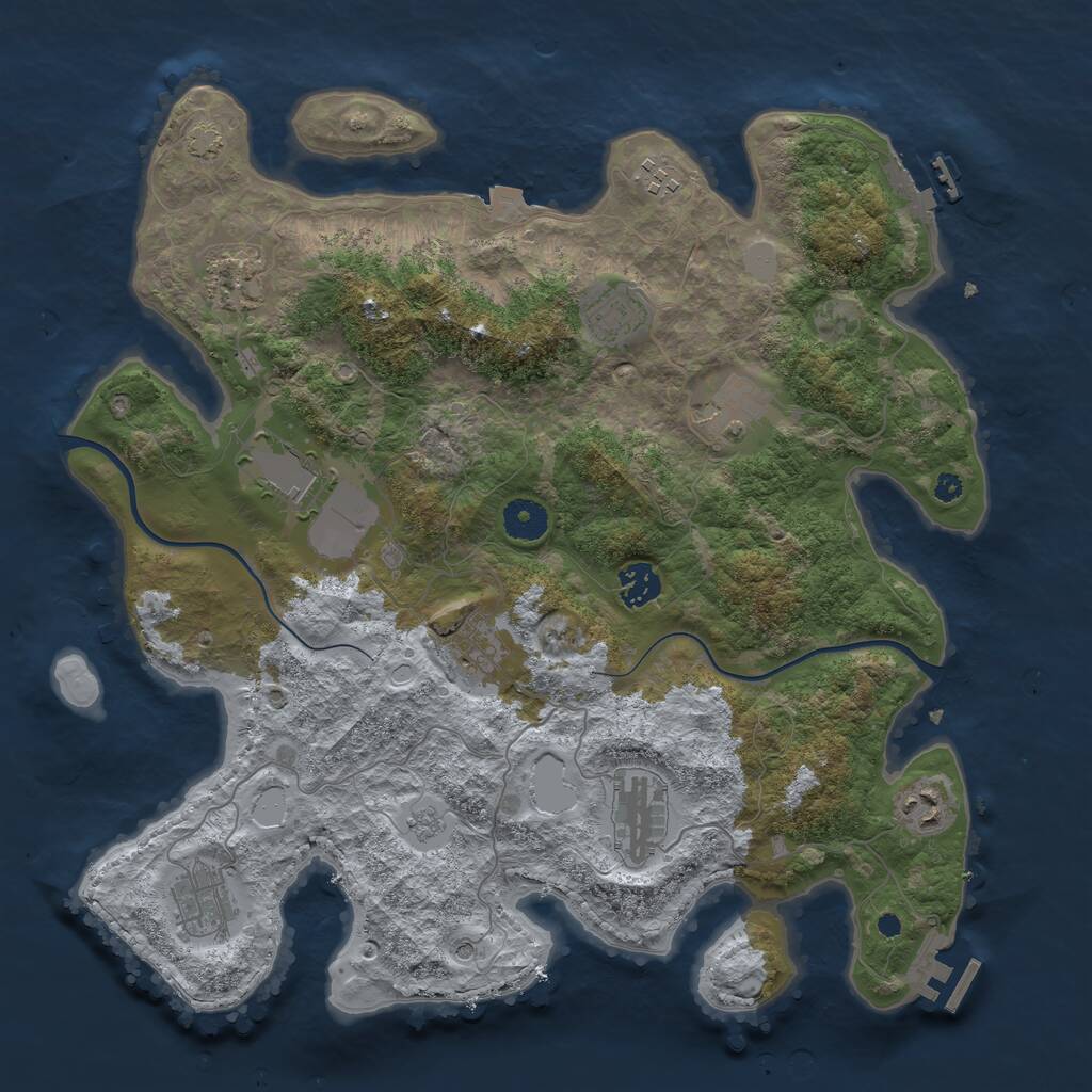 Rust Map: Procedural Map, Size: 3800, Seed: 1072445558, 16 Monuments