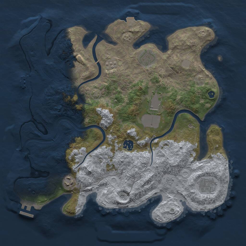 Rust Map: Procedural Map, Size: 3500, Seed: 1494053654, 13 Monuments
