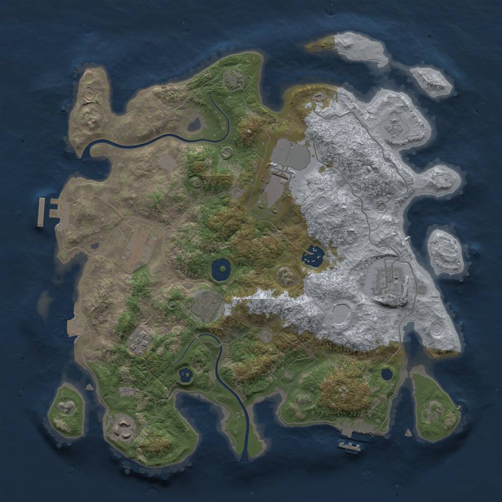 Rust Map: Procedural Map, Size: 3500, Seed: 740280734, 13 Monuments