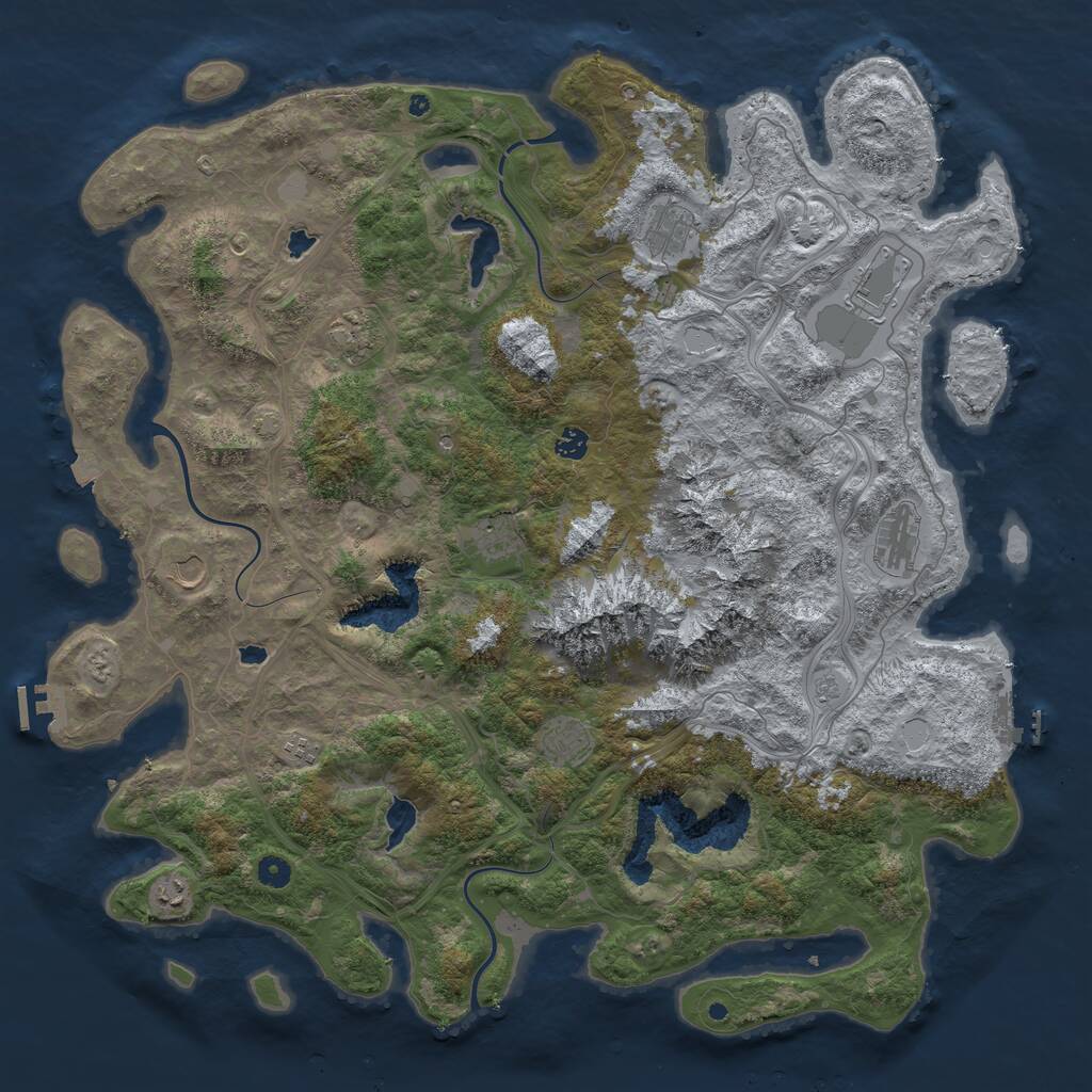 Rust Map: Procedural Map, Size: 5000, Seed: 26811349, 16 Monuments