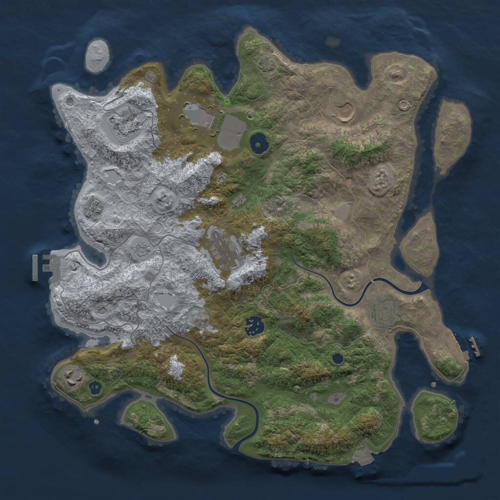Rust Map: Procedural Map, Size: 3850, Seed: 134249331, 14 Monuments