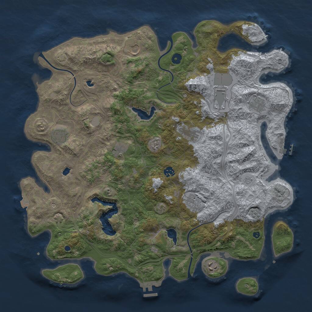 Rust Map: Procedural Map, Size: 4500, Seed: 69085089, 16 Monuments