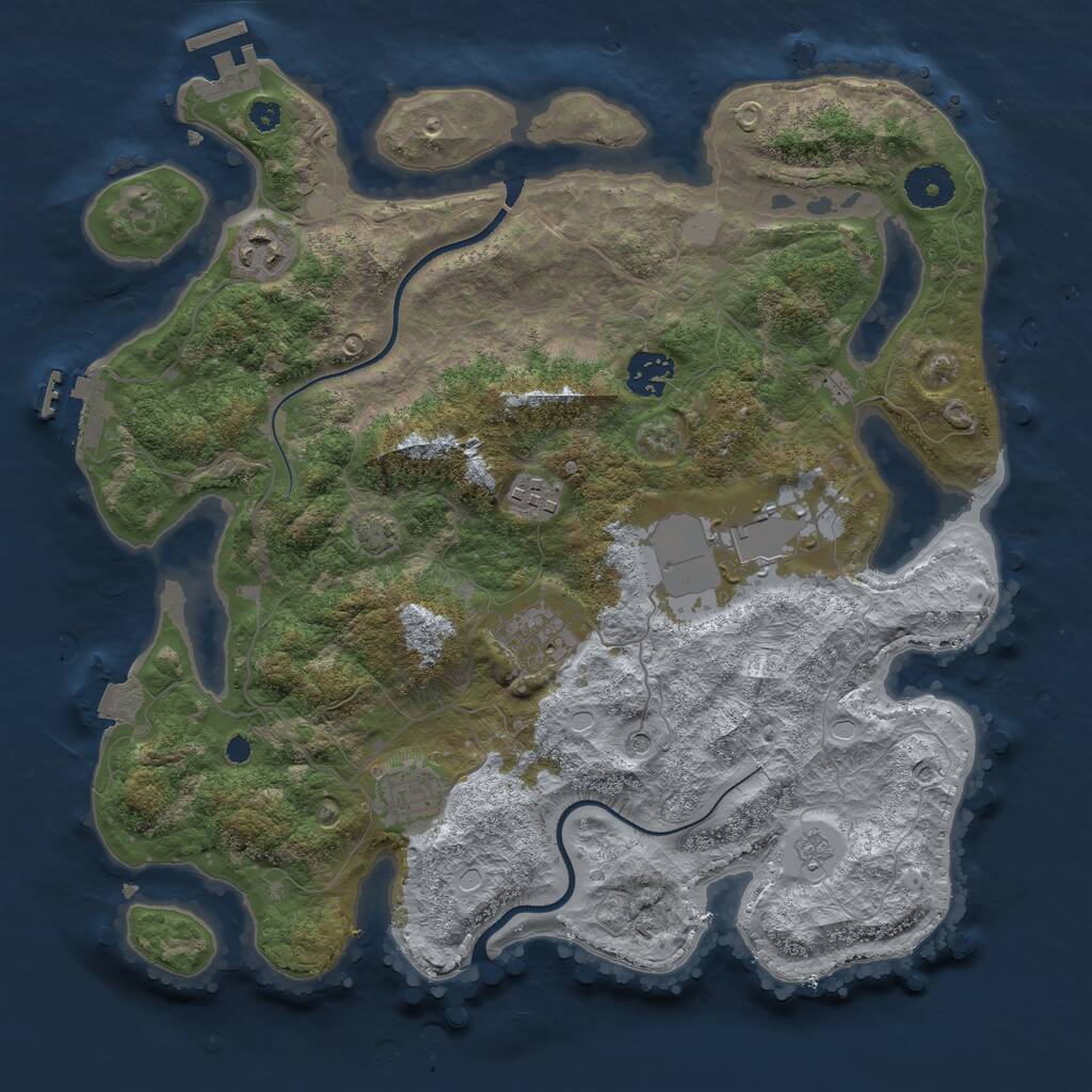 Rust Map: Procedural Map, Size: 3500, Seed: 28794246, 12 Monuments
