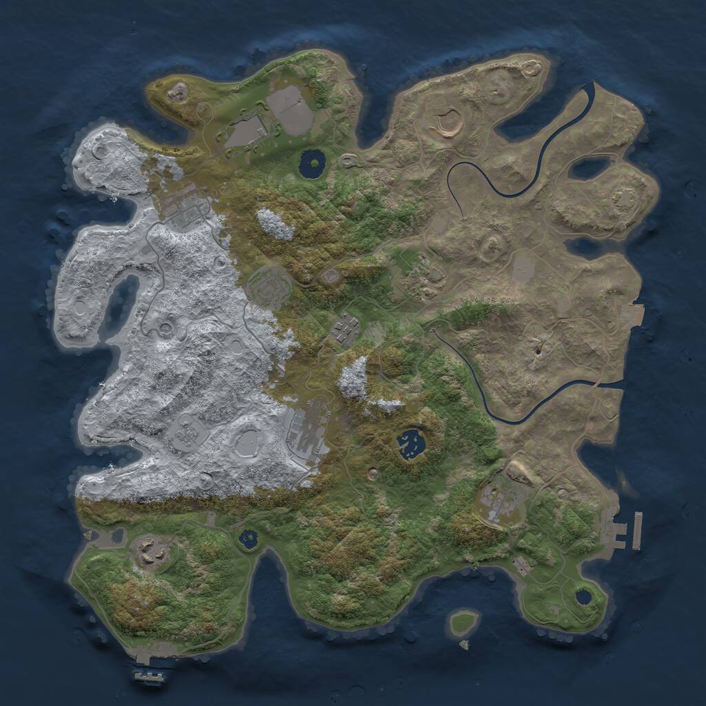 Rust Map: Procedural Map, Size: 3750, Seed: 50030, 16 Monuments