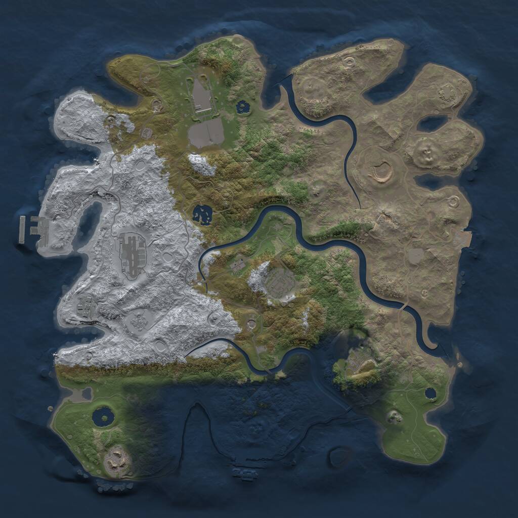 Rust Map: Procedural Map, Size: 3750, Seed: 50030, 14 Monuments