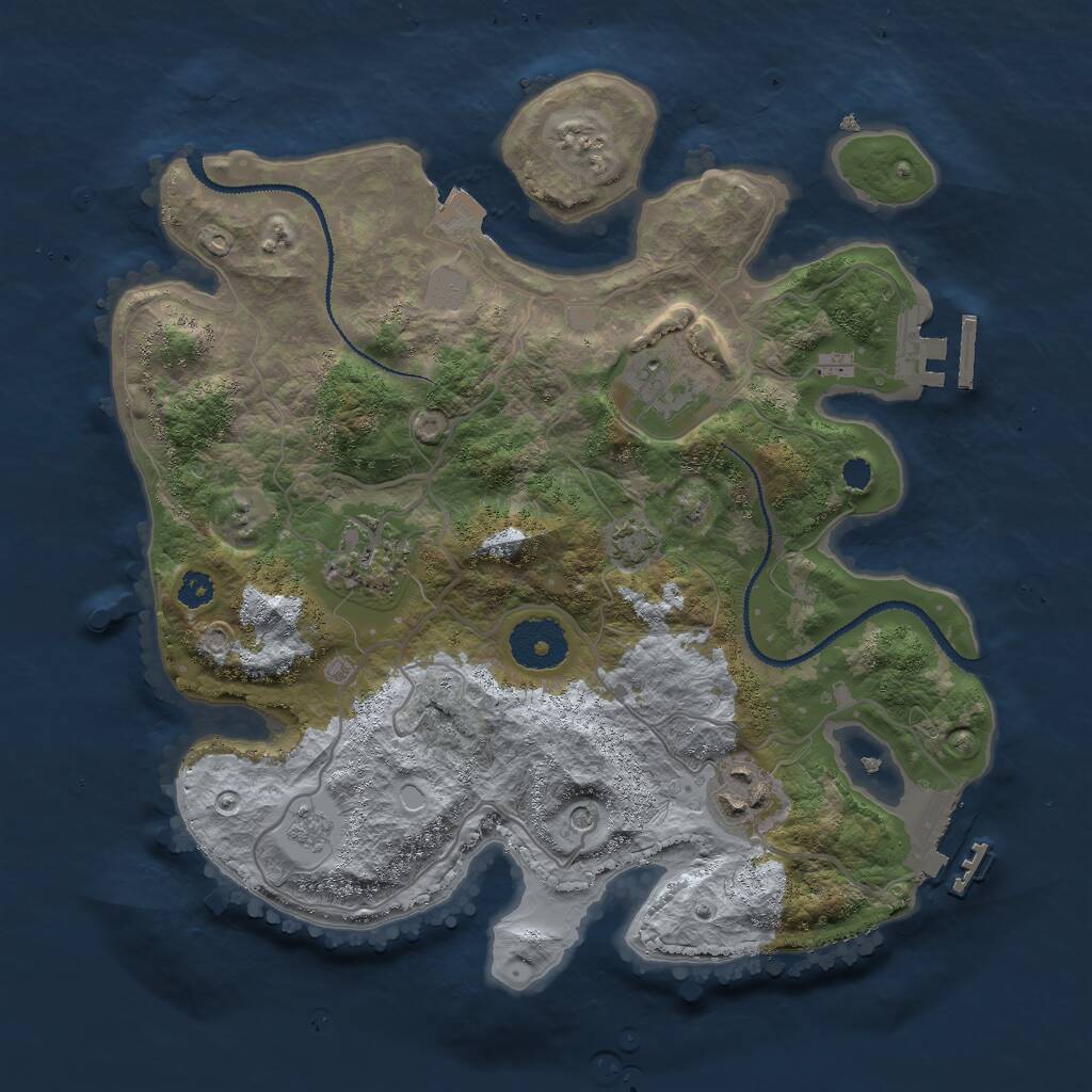 Rust Map: Procedural Map, Size: 3000, Seed: 28178, 9 Monuments