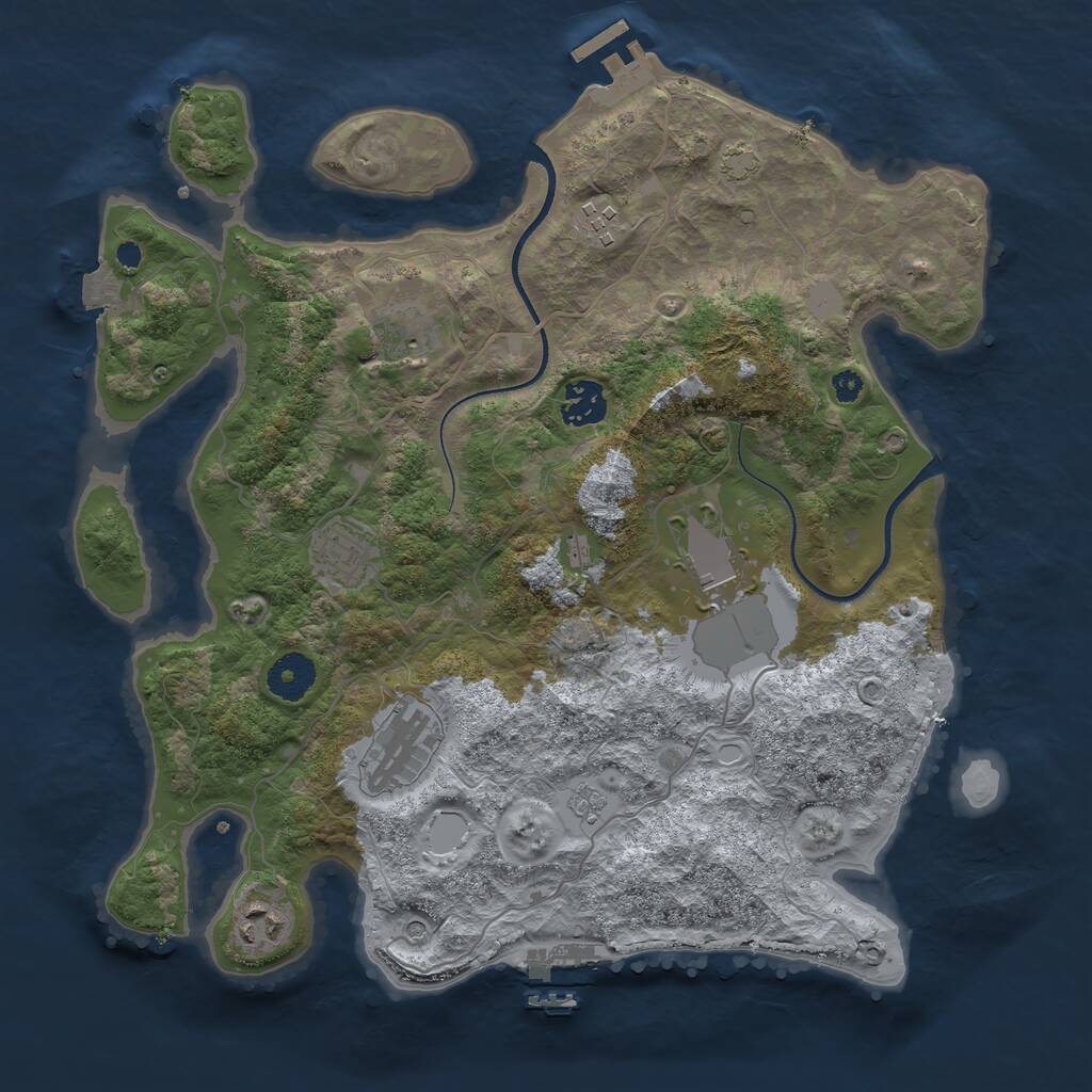 Rust Map: Procedural Map, Size: 3500, Seed: 12326294, 13 Monuments