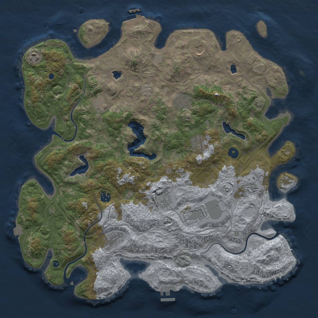 Rust Map: Procedural Map, Size: 4500, Seed: 25236, 17 Monuments
