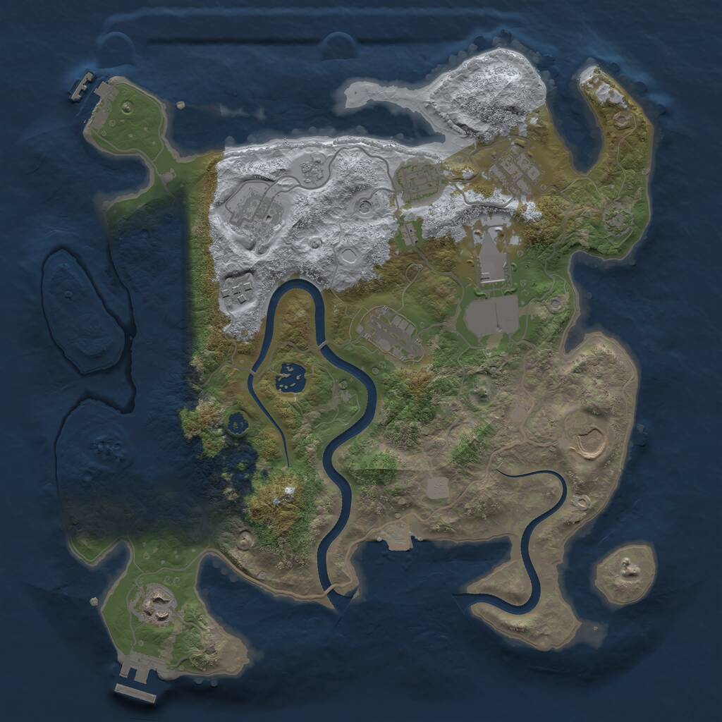 Rust Map: Procedural Map, Size: 3500, Seed: 1247946107, 15 Monuments
