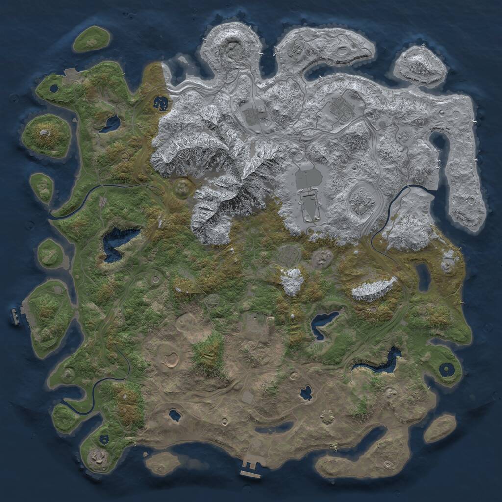 Rust Map: Procedural Map, Size: 5000, Seed: 2524, 16 Monuments