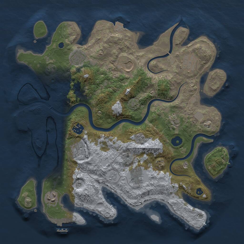 Rust Map: Procedural Map, Size: 3500, Seed: 45897, 15 Monuments