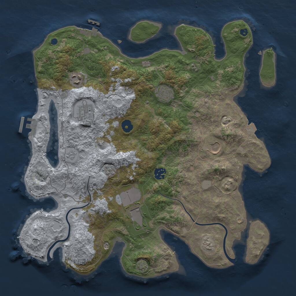 Rust Map: Procedural Map, Size: 3750, Seed: 562910190, 13 Monuments