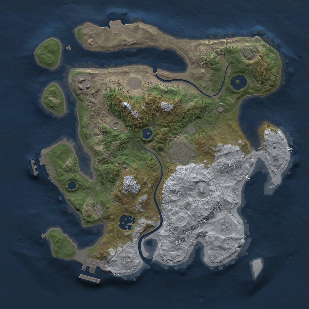 Rust Map: Procedural Map, Size: 3000, Seed: 1493775395, 9 Monuments