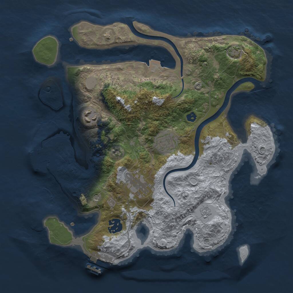 Rust Map: Procedural Map, Size: 3000, Seed: 1493775395, 10 Monuments