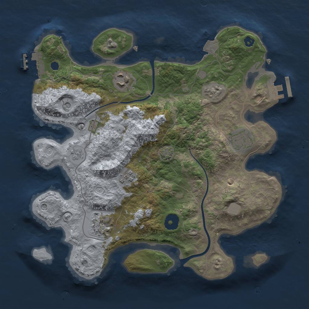 Rust Map: Procedural Map, Size: 3000, Seed: 857474705, 10 Monuments