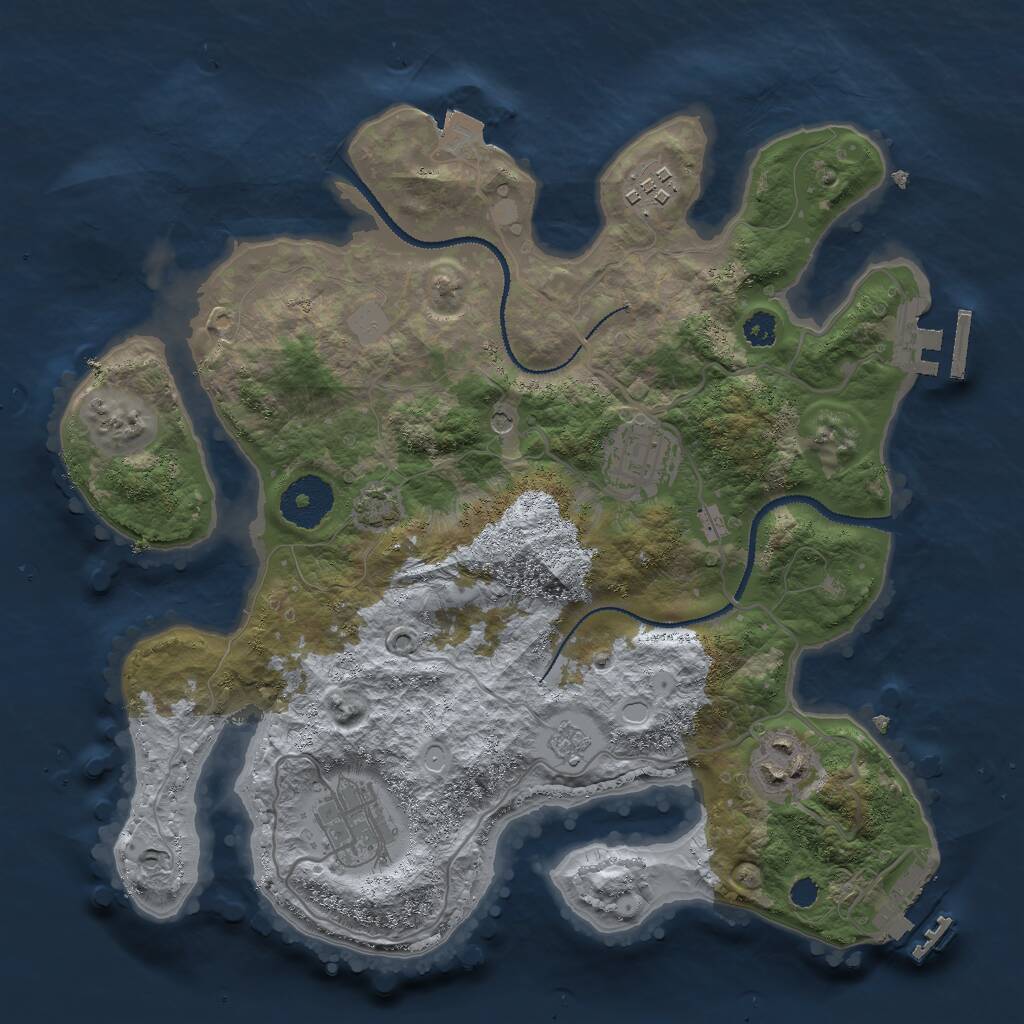 Rust Map: Procedural Map, Size: 3000, Seed: 229154921, 10 Monuments