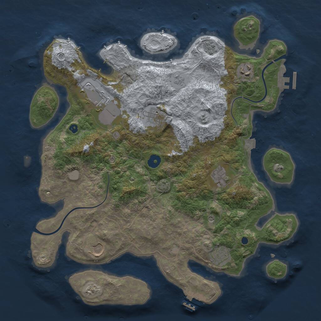 Rust Map: Procedural Map, Size: 3700, Seed: 525098595, 13 Monuments