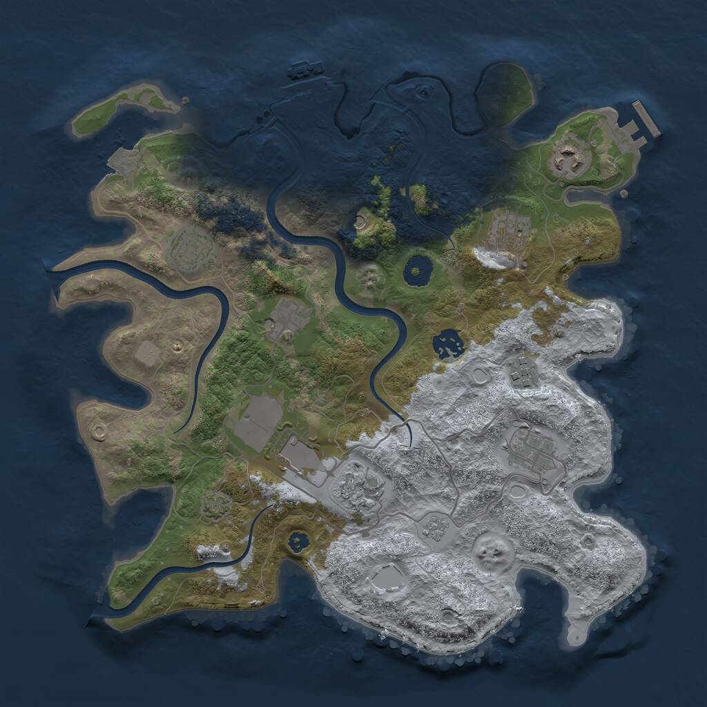 Rust Map: Procedural Map, Size: 3500, Seed: 642630254, 15 Monuments