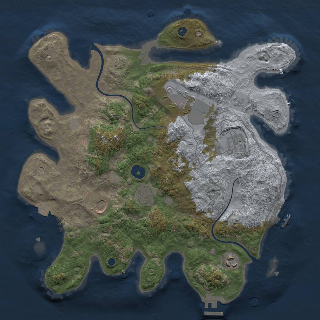 Rust Map: Procedural Map, Size: 3500, Seed: 382213977, 11 Monuments