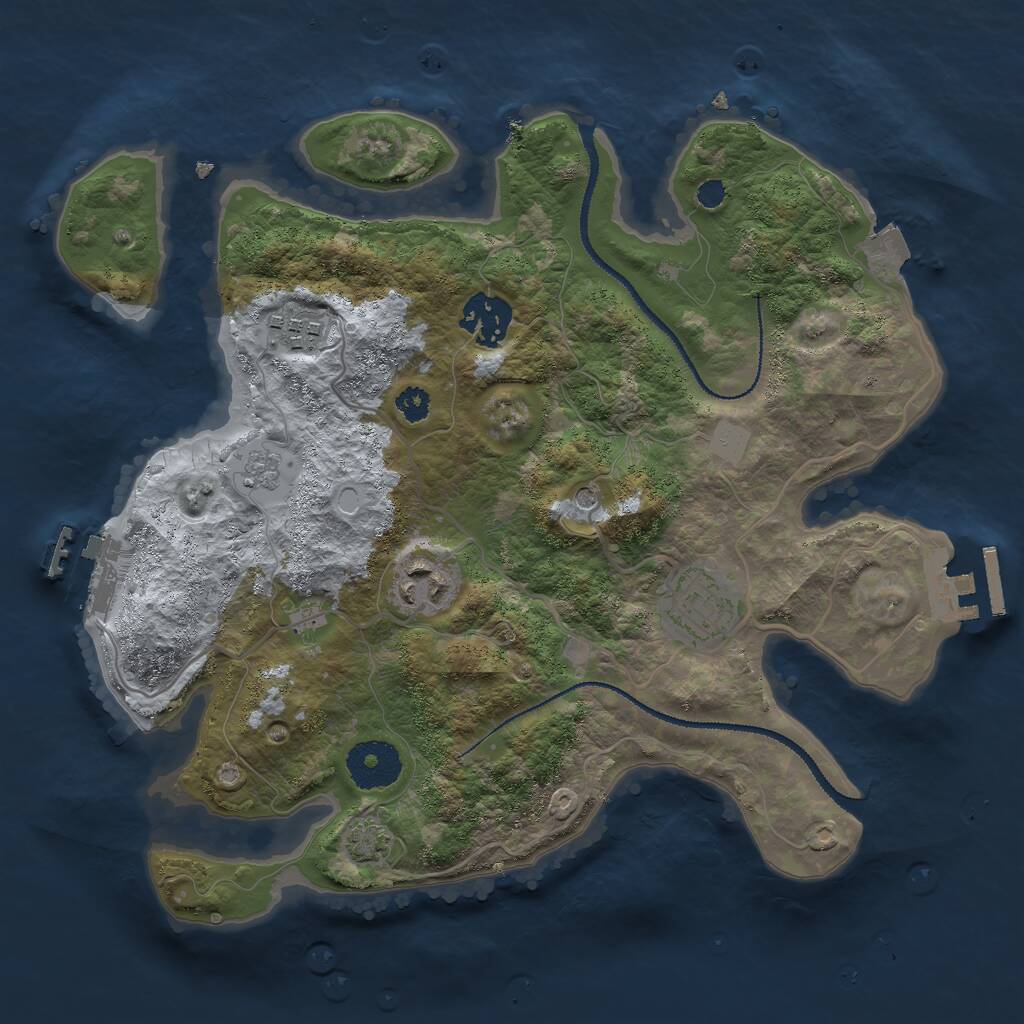 Rust Map: Procedural Map, Size: 3000, Seed: 958432505, 10 Monuments