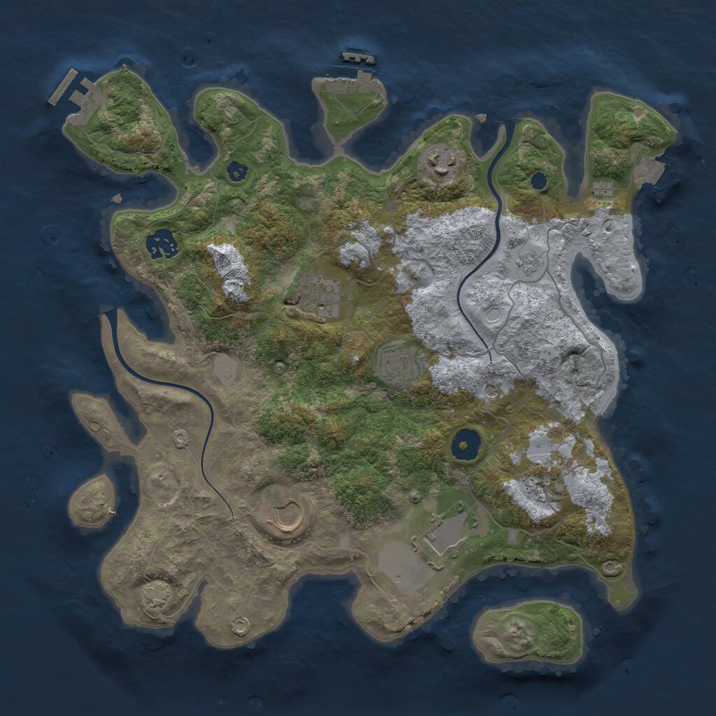 Rust Map: Procedural Map, Size: 3500, Seed: 11667, 13 Monuments