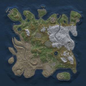 Thumbnail Rust Map: Procedural Map, Size: 3500, Seed: 11667, 13 Monuments