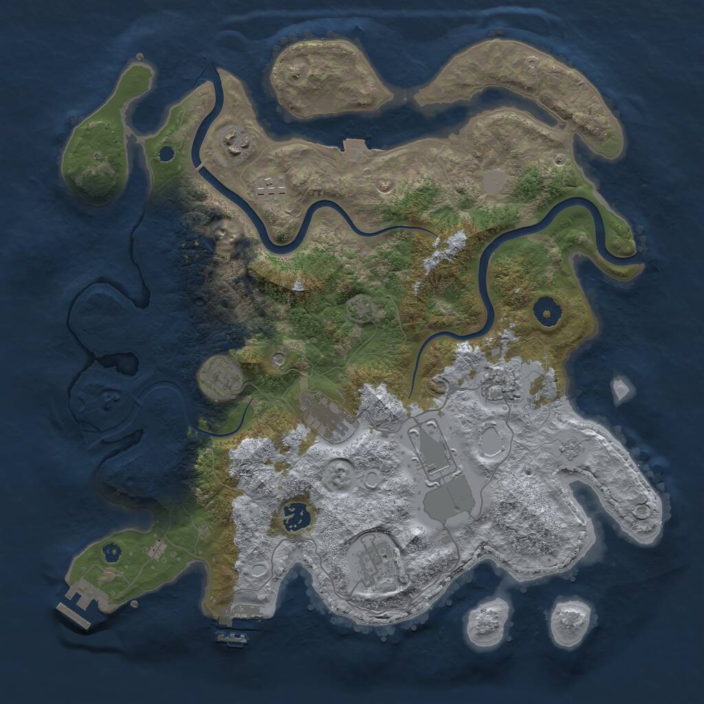 Rust Map: Procedural Map, Size: 3750, Seed: 523022855, 14 Monuments