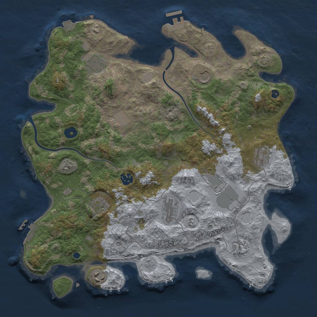 Rust Map: Procedural Map, Size: 3905, Seed: 481981, 16 Monuments